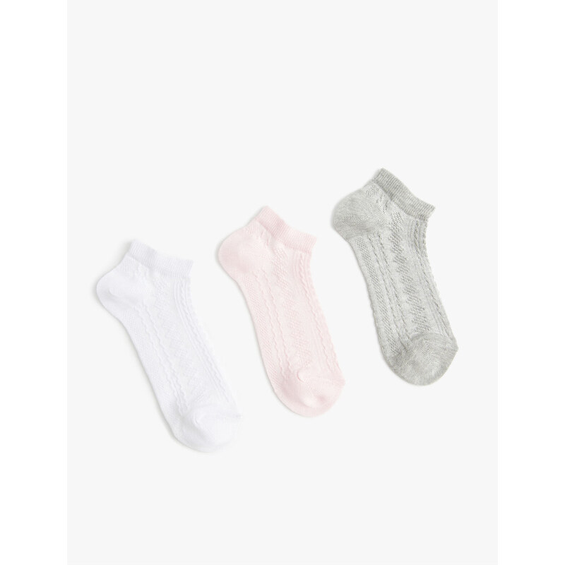 Koton 3-Piece Socks Set Basic Textured Multi Color Cotton