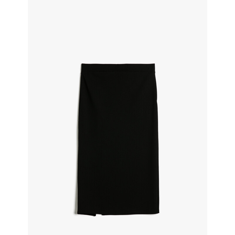 Koton Pencil Midi Skirt with a slit Elastic Waist