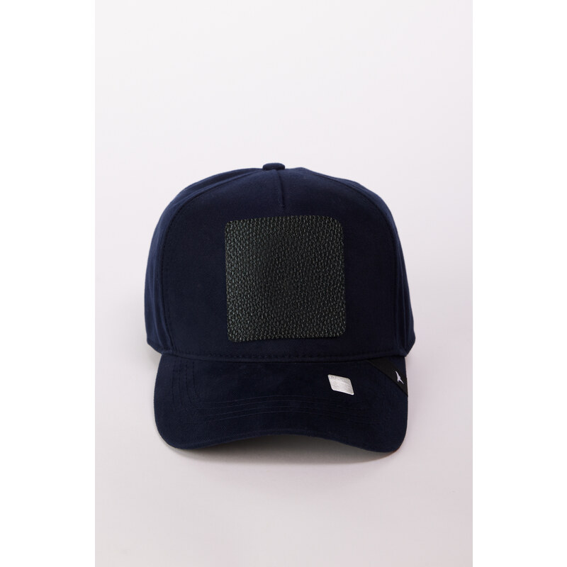 AC&Co / Altınyıldız Classics Men's Navy Blue 100% Cotton Hat with Replaceable Stickers