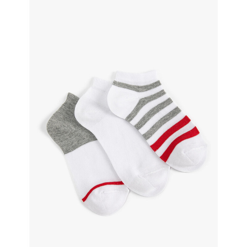 Koton Set of 3 Multicolored Striped Cotton-Mixed Socks