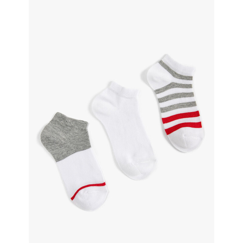 Koton Set of 3 Multicolored Striped Cotton-Mixed Socks