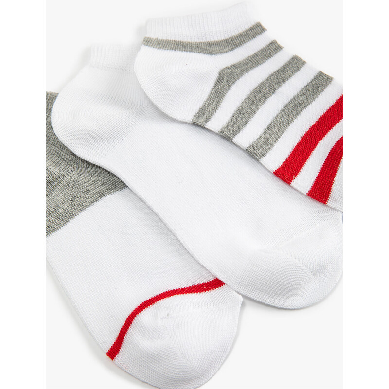 Koton Set of 3 Multicolored Striped Cotton-Mixed Socks