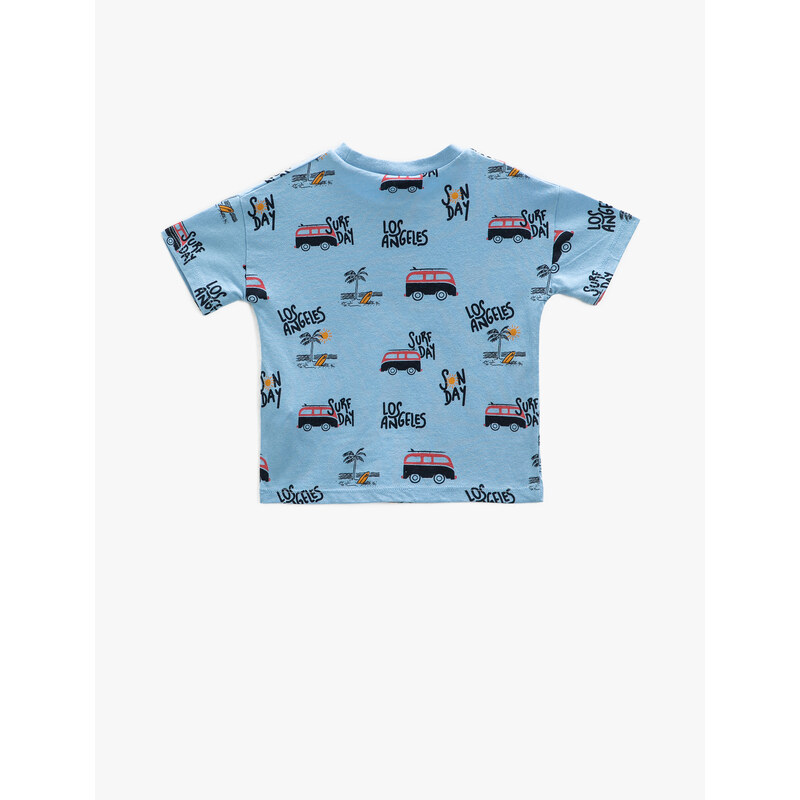 Koton Car Printed T-Shirt Short Sleeve Crew Neck Cotton