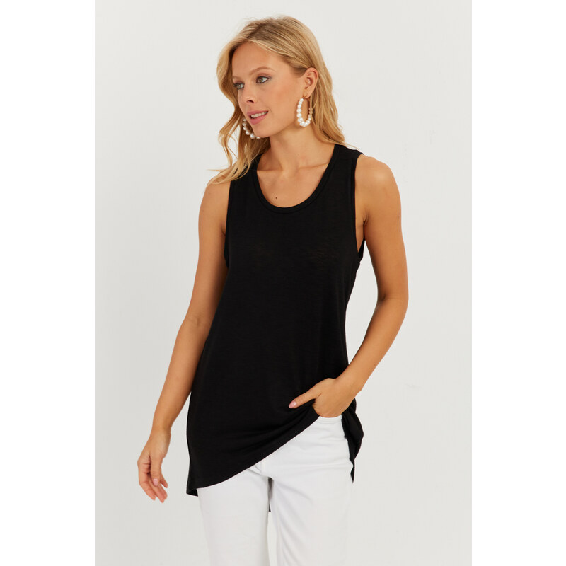 Cool & Sexy Women's Black Sleeveless Tunic