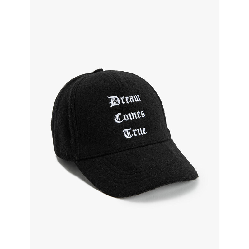 Koton Cap Hat Motto Embroidered Wool Blended