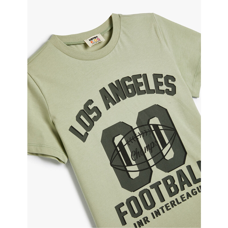 Koton T-Shirt Football Themed Short Sleeve Crew Neck Cotton