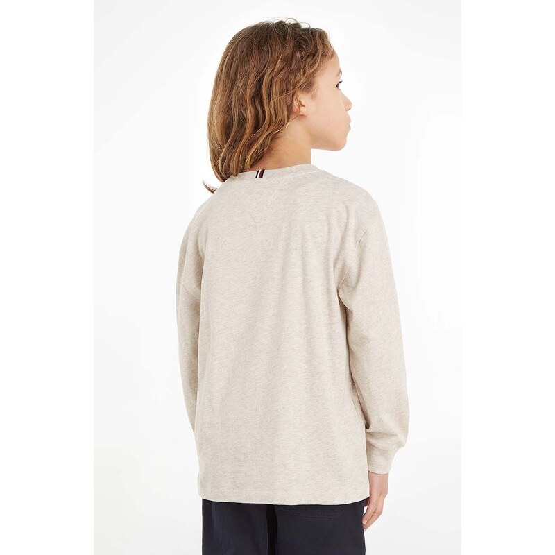 Dětská bavlněná košile s dlouhým rukávem Tommy Hilfiger béžová barva