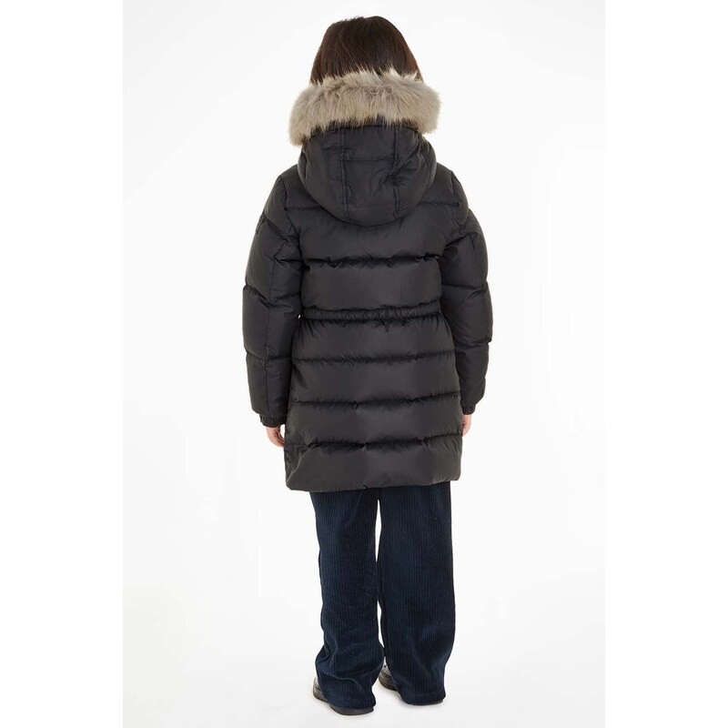 Dětská péřová bunda Tommy Hilfiger černá barva