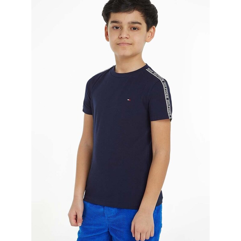 Dětské tričko Tommy Hilfiger černá barva, s aplikací