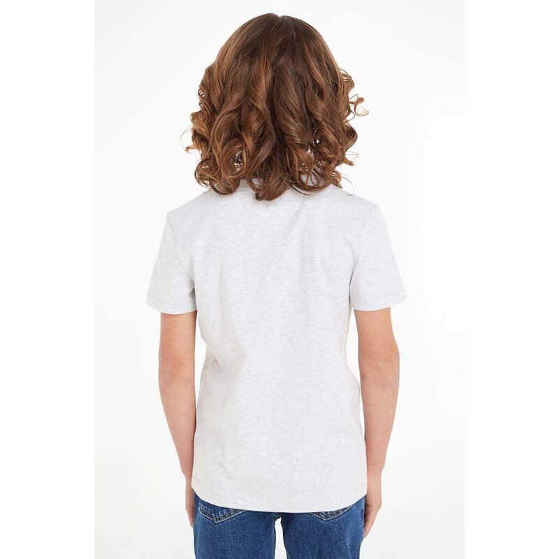 Dětské bavlněné tričko Tommy Hilfiger šedá barva, s potiskem