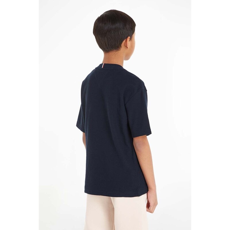 Dětské bavlněné tričko Tommy Hilfiger tmavomodrá barva