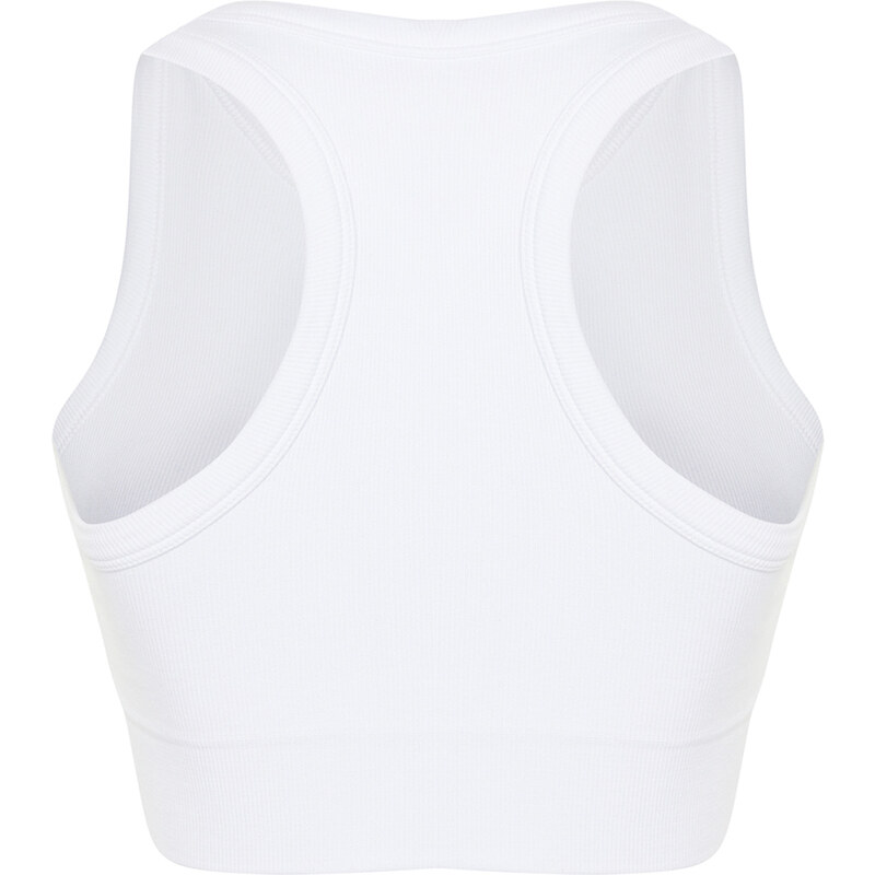 Trendyol White Corded Seamless/Seamless Padded Weightlifting Neck Sports Bra