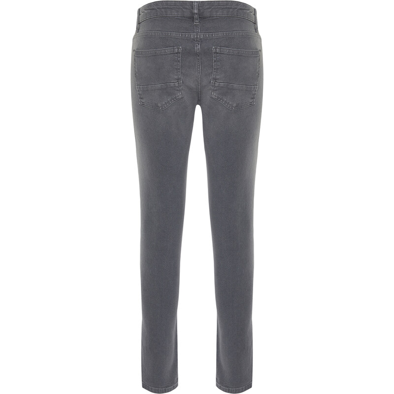 Trendyol Gray Skinny Fit Crash Stretchy Fabric Jeans Denim Trousers