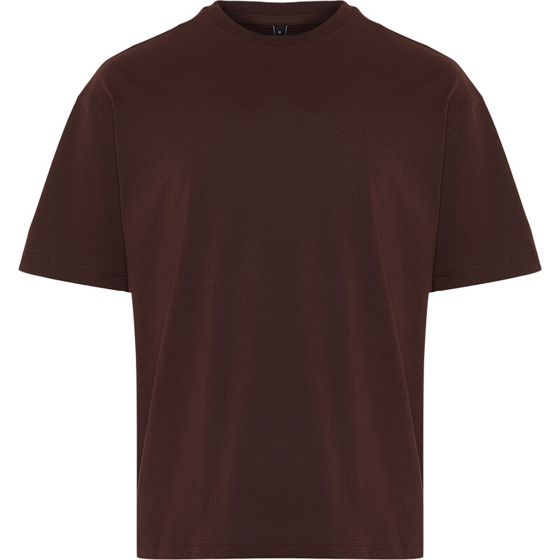 Trendyol Brown Relaxed Cut Back Patch Detail Printed 100% Cotton T-shirt