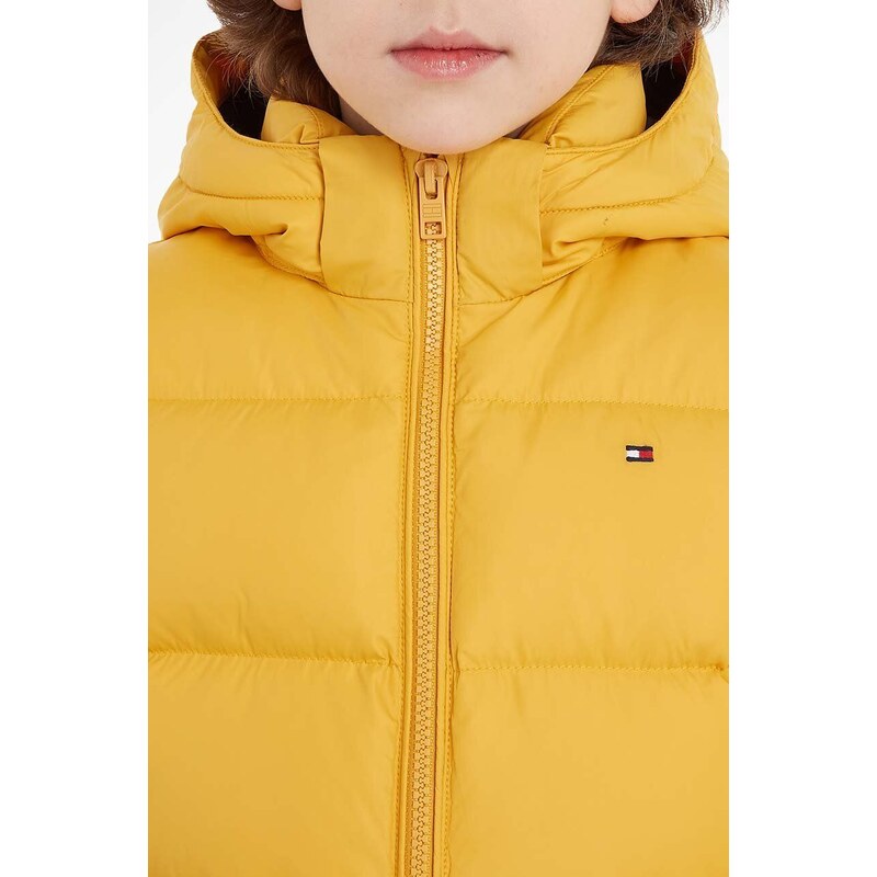 Dětská péřová bunda Tommy Hilfiger žlutá barva