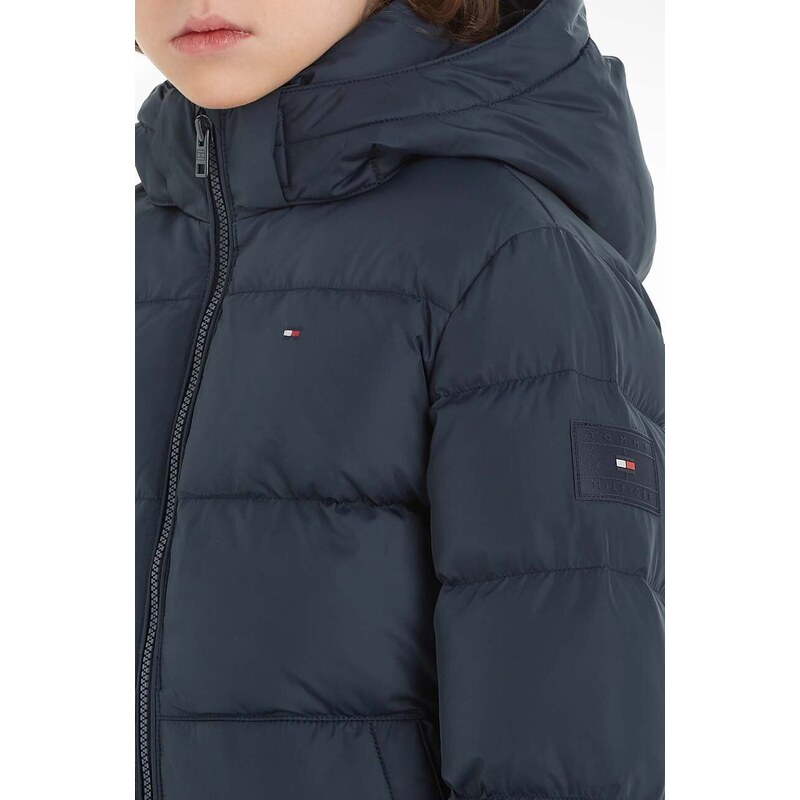 Dětská péřová bunda Tommy Hilfiger černá barva