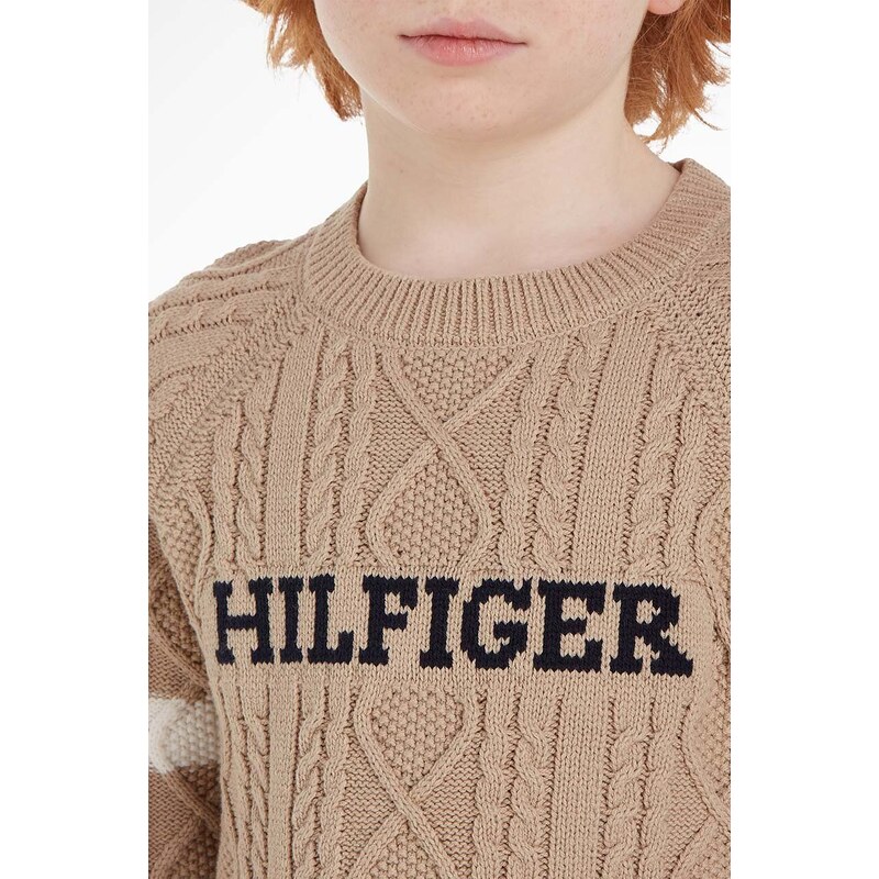 Dětský svetr Tommy Hilfiger béžová barva, lehký