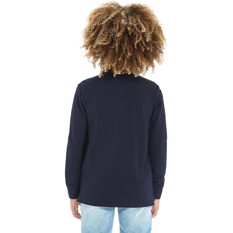 Dětské tričko s dlouhým rukávem Tommy Hilfiger tmavomodrá barva