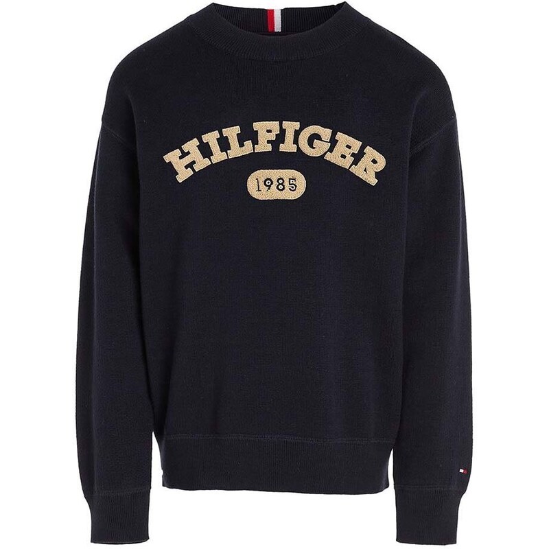 Dětský bavlněný svetr Tommy Hilfiger tmavomodrá barva, lehký