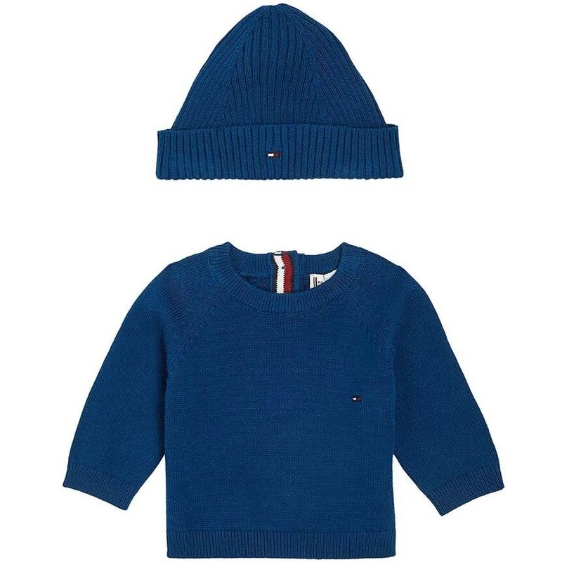Dětský bavlněný svetr Tommy Hilfiger tmavomodrá barva