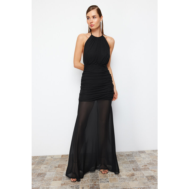 Trendyol Black Fitted Chiffon Woven Dress