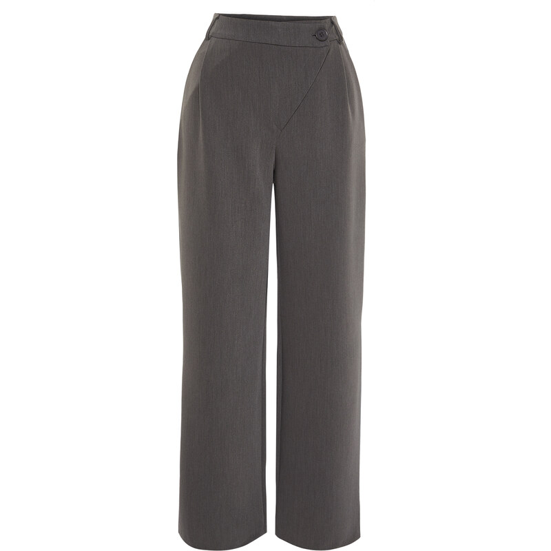 Trendyol Gray Cross Closure Wide Leg Woven Trousers