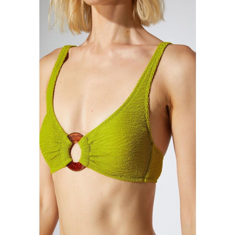 Koton Bikini Top Accessory Detailed Textured Strap Coated