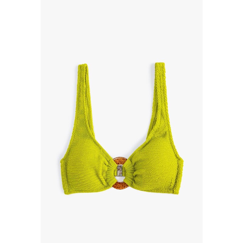 Koton Bikini Top Accessory Detailed Textured Strap Coated