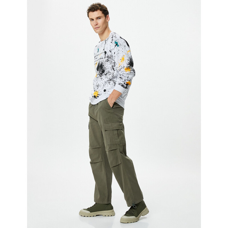 Koton Parachute Trousers Wide Cut Stopper Cargo Pocket Detailed