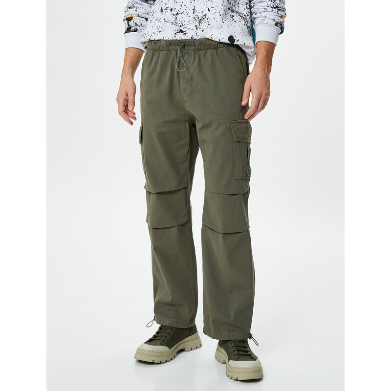 Koton Parachute Trousers Wide Cut Stopper Cargo Pocket Detailed