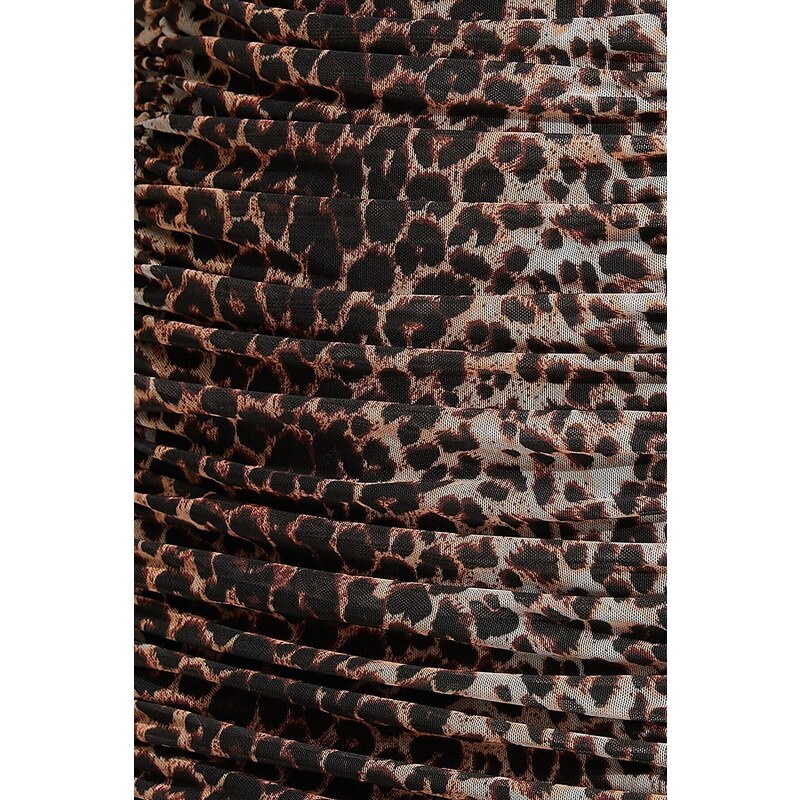 Koton Women's Long Sleeve Leopard Print Mini Dress 2sak80065ek