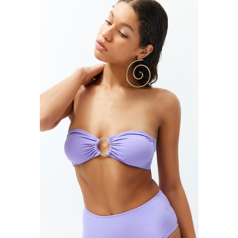 Trendyol Lilac Strapless Accessorized Bikini Top