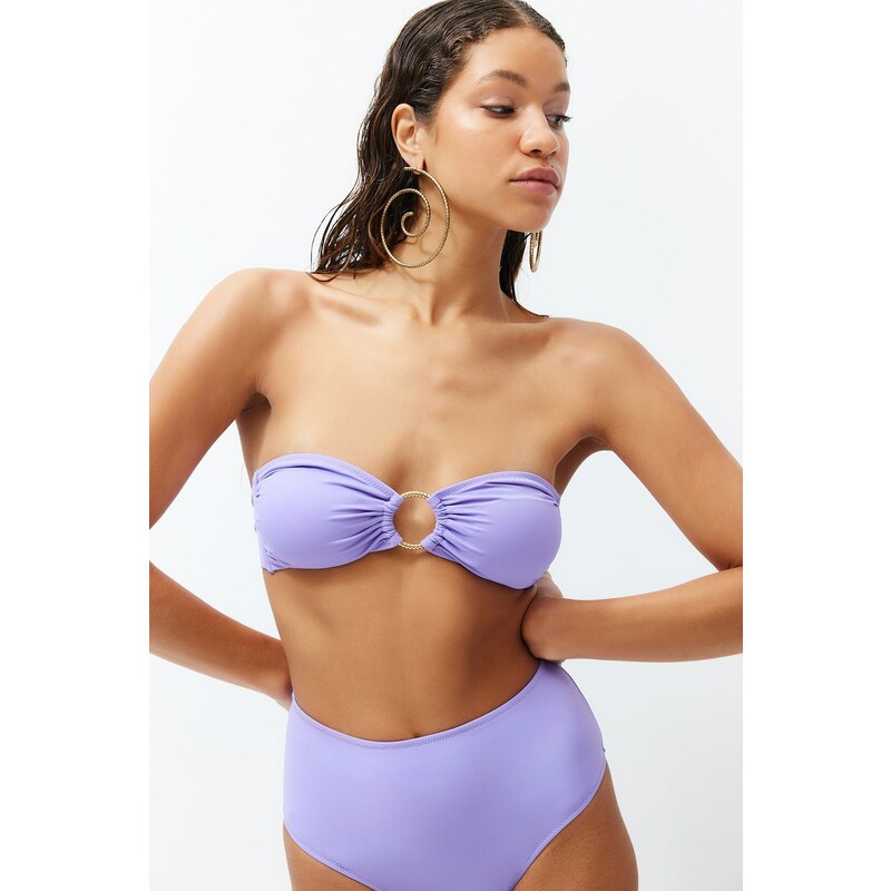 Trendyol Lilac Strapless Accessorized Bikini Top