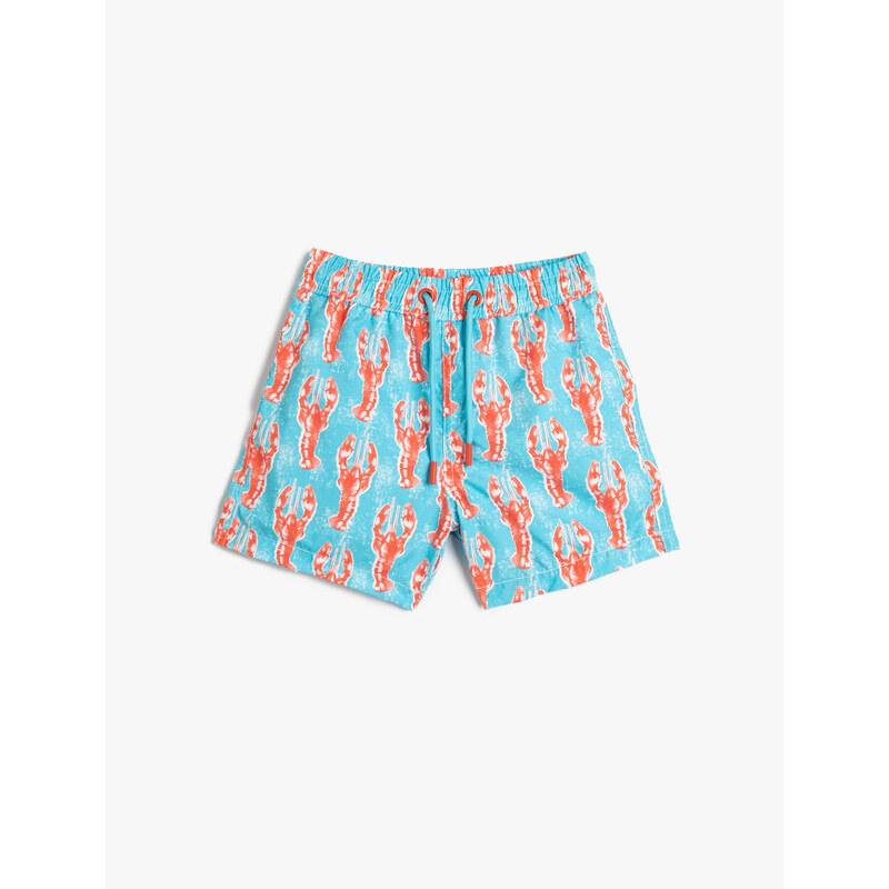 Koton Marine Shorts Lobster Printed Fishnet Lined.