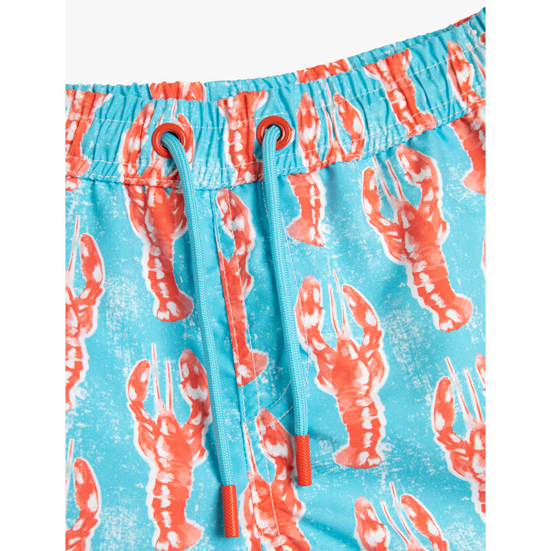 Koton Marine Shorts Lobster Printed Fishnet Lined.