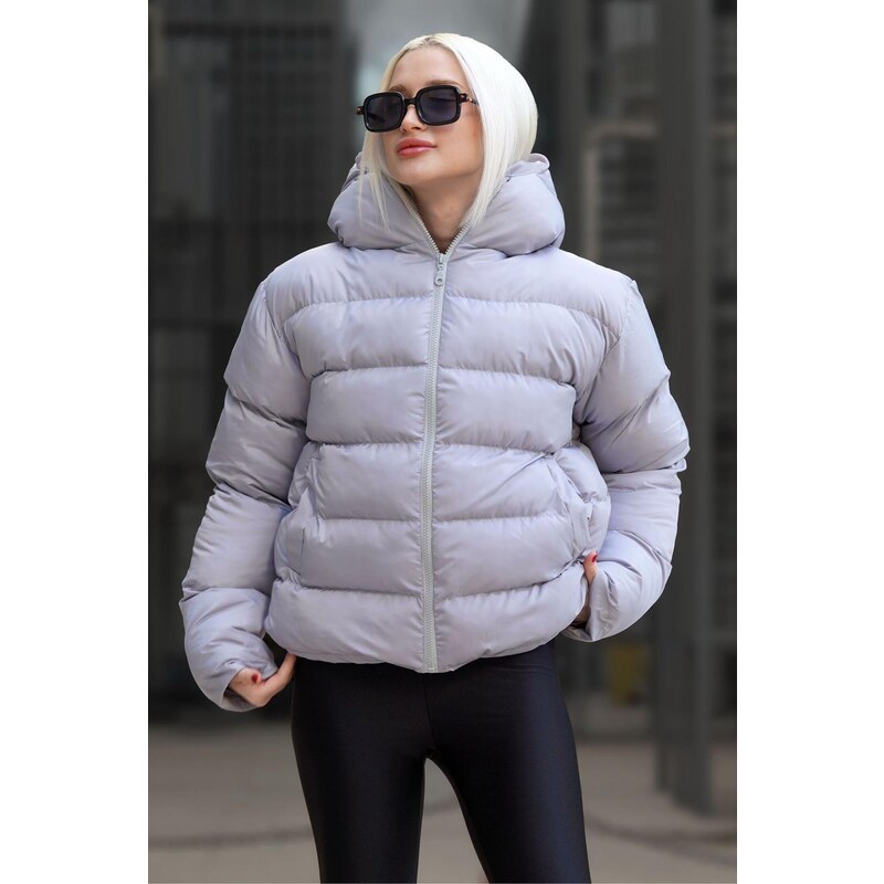 Madmext Women's Gray Hooded Puffer Coat