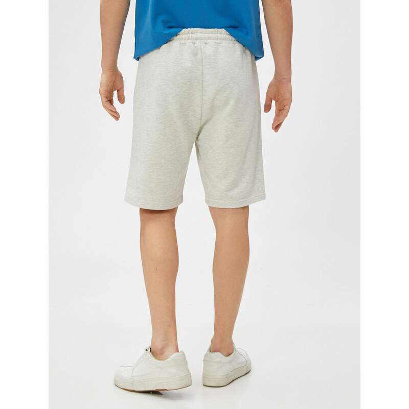 Koton Basketball Printed Shorts with Lace-Up Waist, Slim Fit with Pockets.