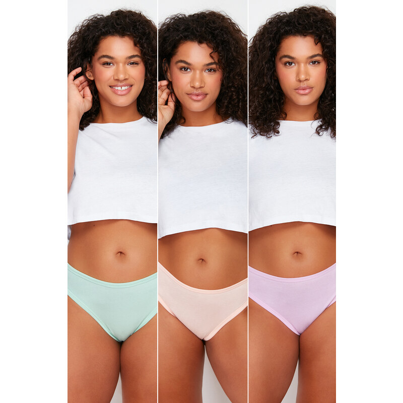 Trendyol Curve Lilac-Mint-Powder Packaged Panties