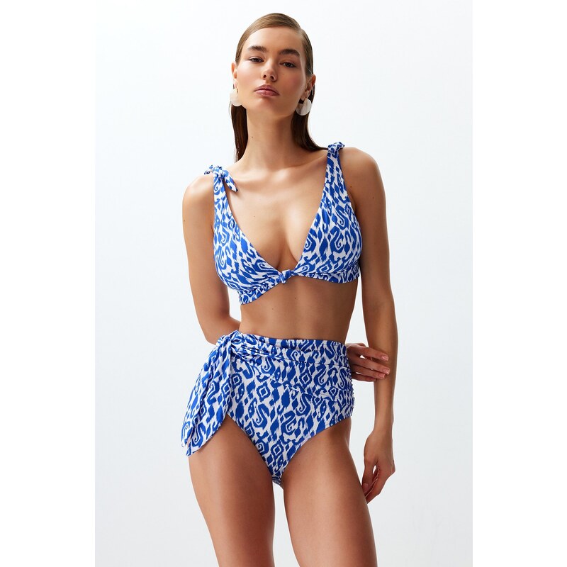 Trendyol Ethnic Patterned Belted Tied High Waist Hipster Bikini