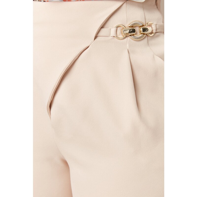 Trendyol Curve Stone High Waist Buckle Detail Woven Trousers