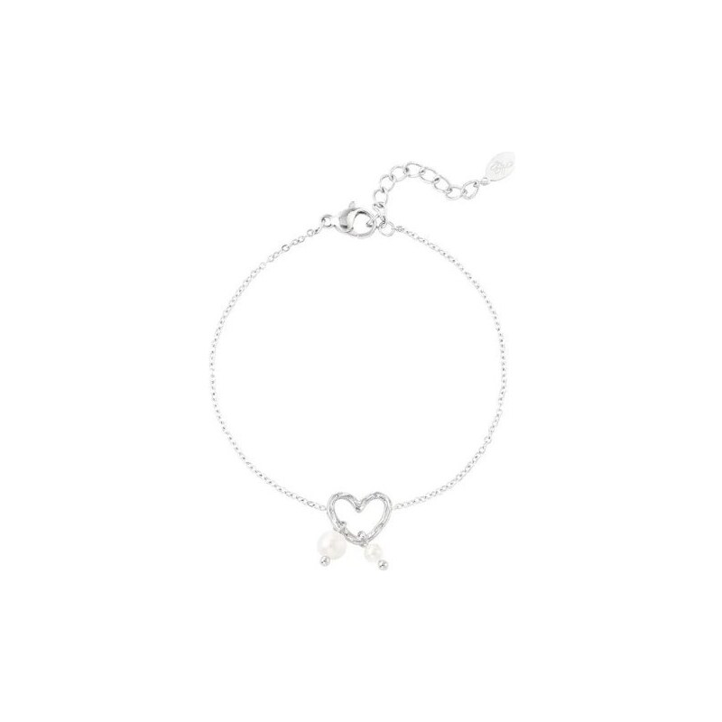 Yehwang Náramek Pearl Heart Silver