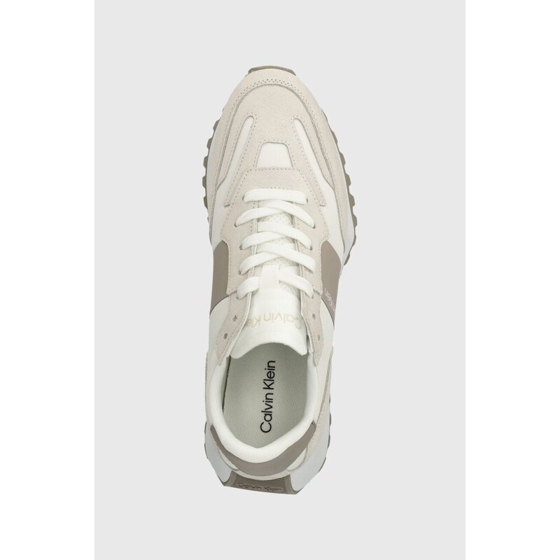 Sneakers boty Calvin Klein LOW TOP LACE UP MIX béžová barva, HM0HM00497