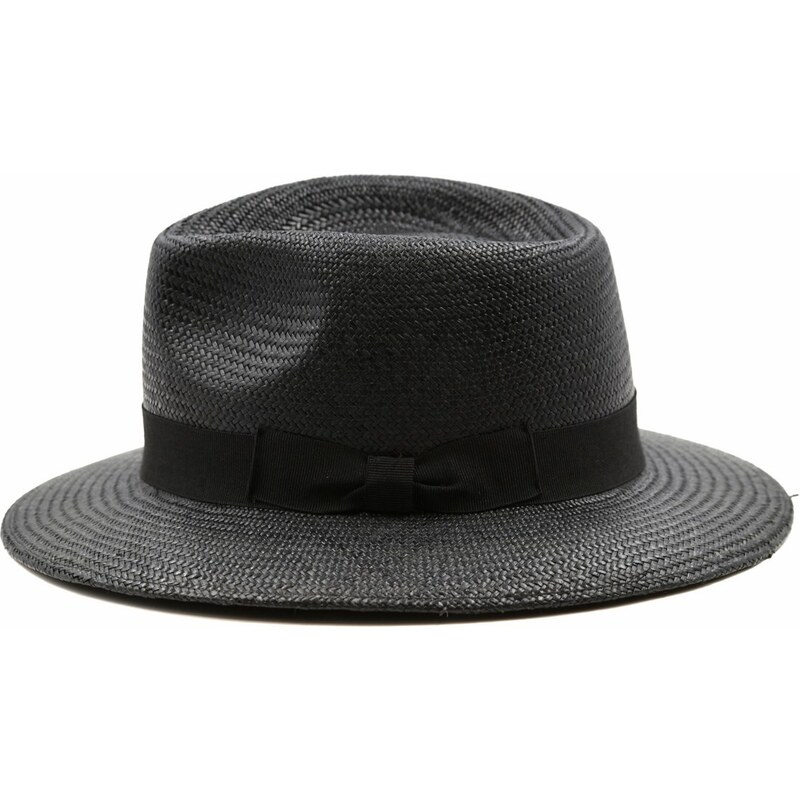 Panamský klobouk Fedora s hedvábnou stuhou - ručně pletený - Ekvádorská panama - Marone