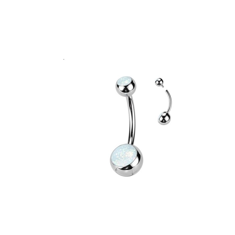 Atreya Titanový piercing do pupíku s opálem a vnitřním závitem