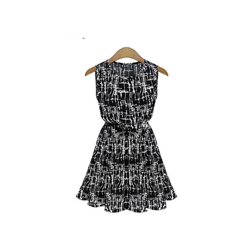 002 Vzorované letní černobílé šaty vel. M