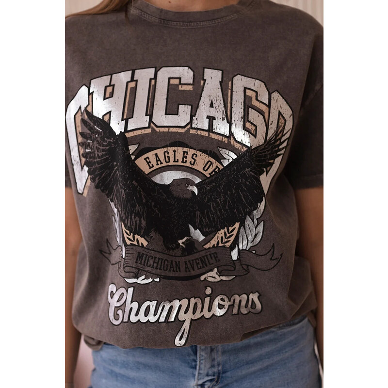 K-Fashion Halenka z rubané bavlny Chicago Eagles Bronz+Stříbro