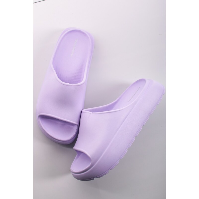 Ideal Světle fialové pryžové pantofle na platformě Quinn