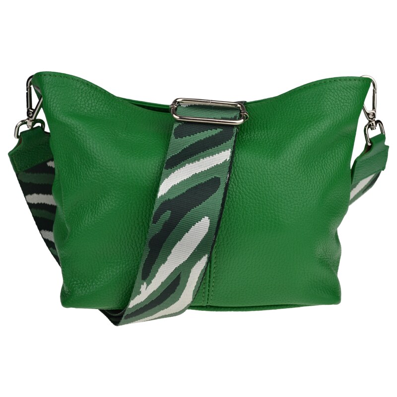 Zelená kožená italská crossbody kabelka Batilda Verde s
