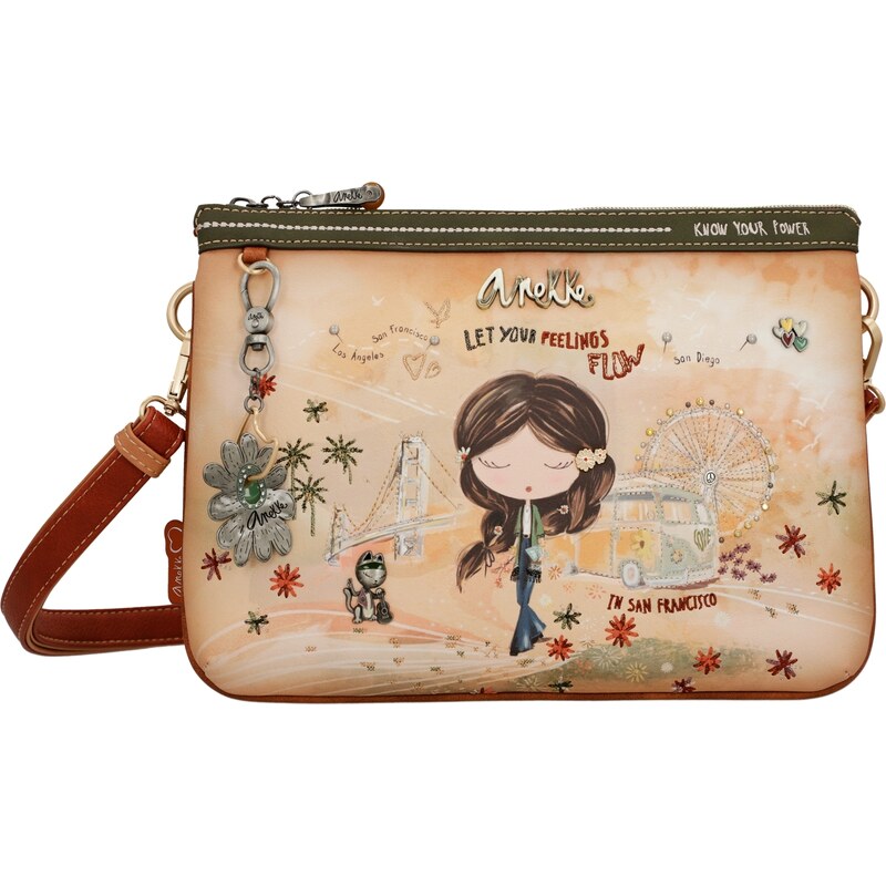 Anekke crossbody kabelka s odepínacím popruhem Peace & Love Camel