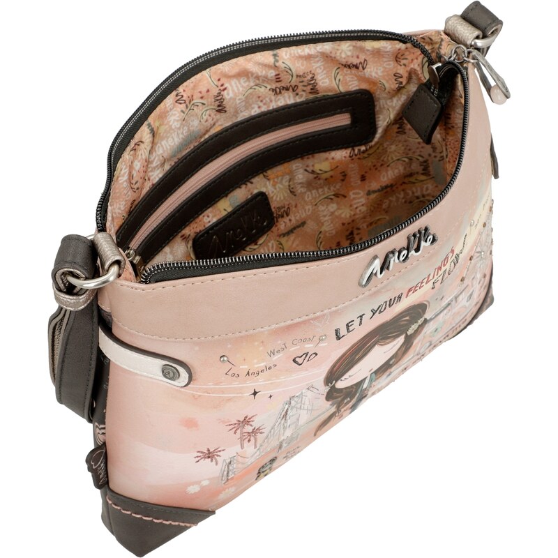 Anekke jednoduchá crossbody kabelka Peace & Love Pink